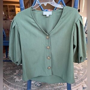 Julie Brown Olive green Button-Up Blouse